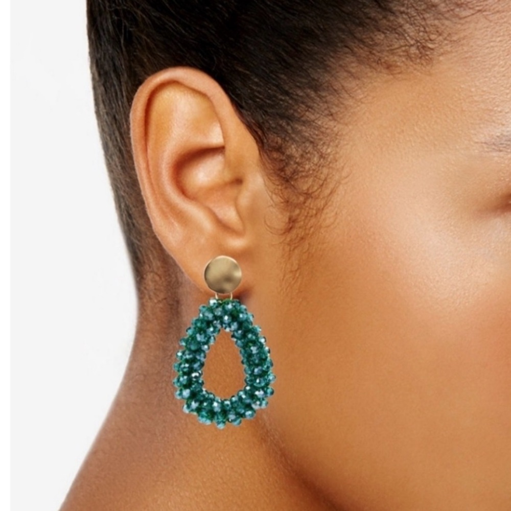 Style & Co. Gold and Green Beaded Earrings. NWT - Picture 2 of 4